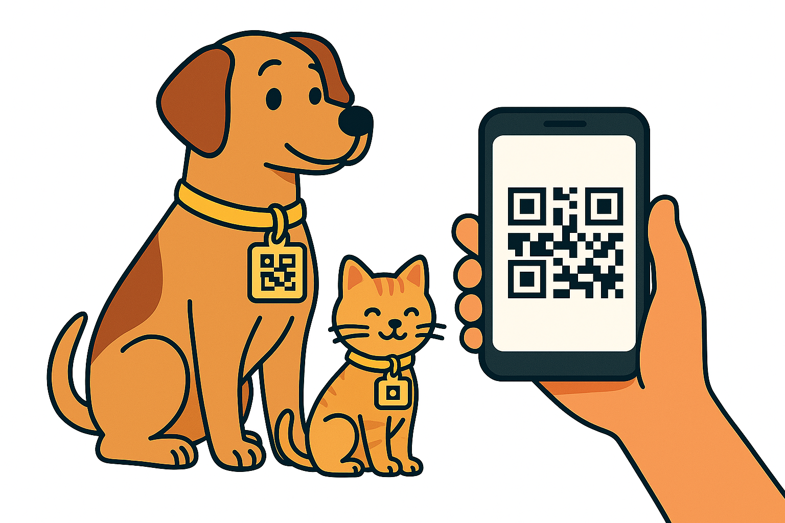 Perro con placa QR